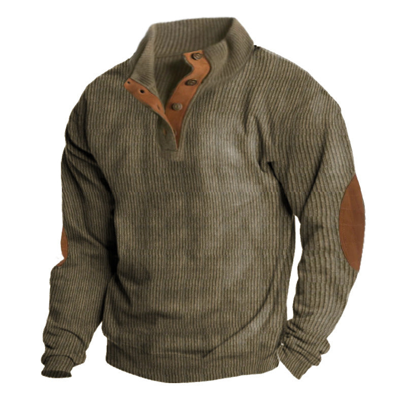New Men's Jacket Corduroy Casual Stand Collar Long Sleeve Sweater