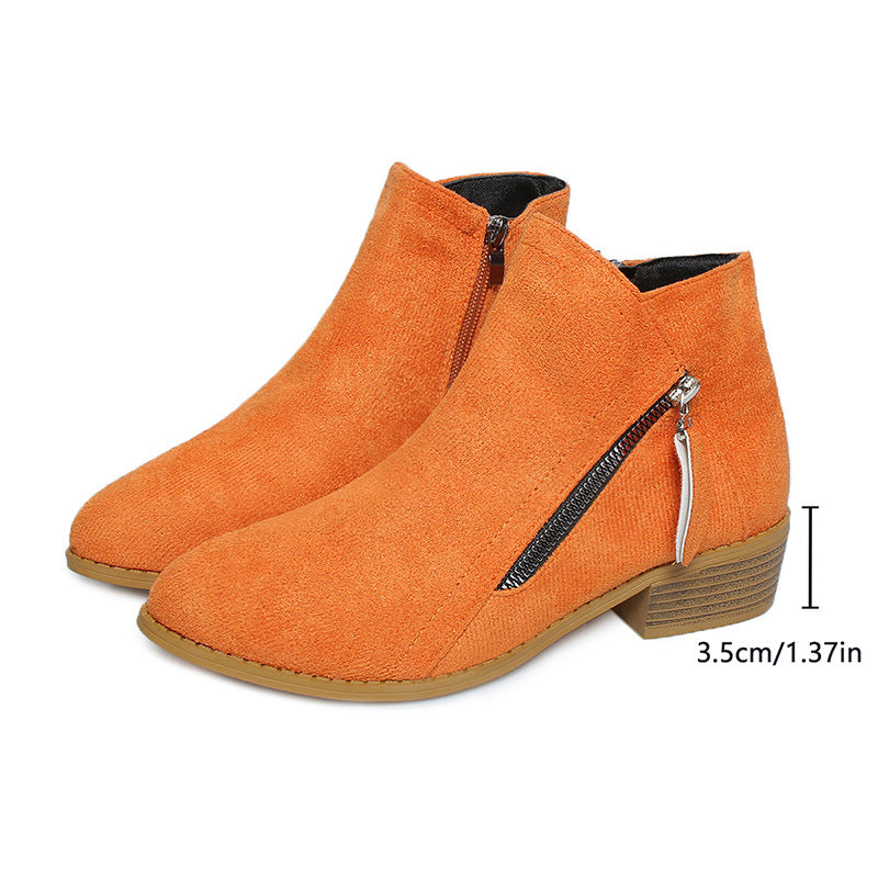 Side Zip Square Heel Martin Boots